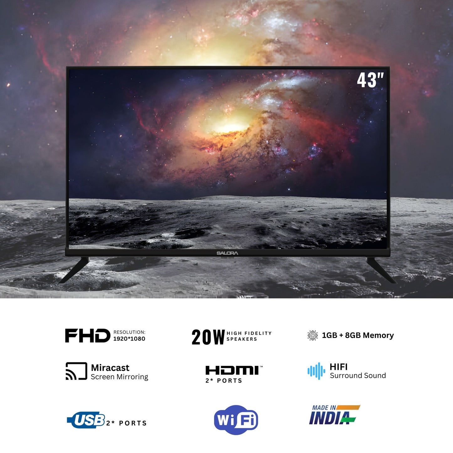 Salora 109 cm (43 inch) FHD LED TV with Frame (SLV-4431 SH)