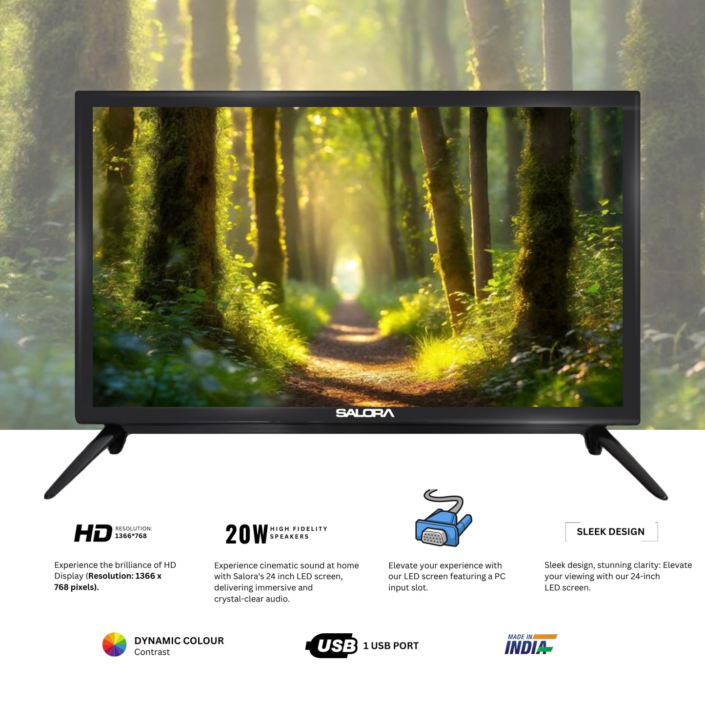 Salora 60 Cm (24 Inches) HD LED TV SLV-4241 (Black)
