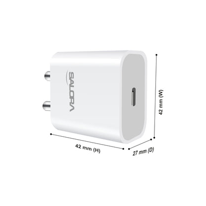 SALORA SSC-109 20W PD ALL IN ONE CHARGER for Android, iPhone 13/13 Pro/13 Pro Max/13 Mini, 12/12 Mini/ 12 Pro Max, iPhone 11 Series | USB-C 20 Watt Original Fast Charging Adaptor.
