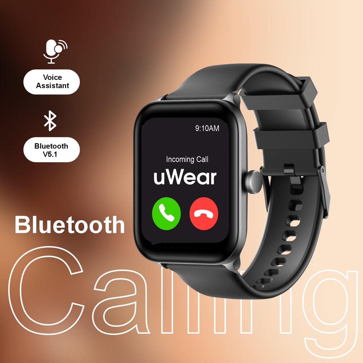Salora uWear Javelin 2.01” (5.1 cm) HD Curved IPS Display, Bluetooth Calling Smartwatch, 200+ Watch Faces,100+ Sports Modes, Heart & SpO2 Monitoring,Sleep Monitor, AI Voice Assistance, Water Resistant Smart watch, SSW-004