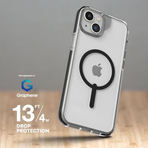 ZAGG Santa Cruz Snap Protective Case for Apple iPhone 15/iPhone 14/iPhone 13, Slim Design, Wireless Charging, MagSafe, Graphene, Enhanced Grip, Recycled Materials, 13ft Drop Protection, Clear