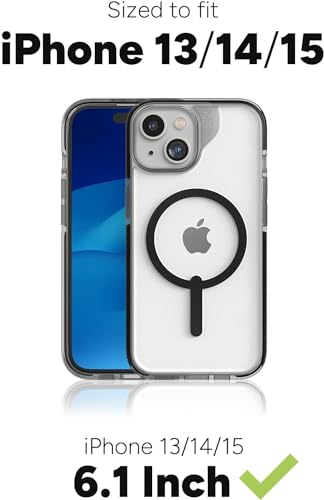 ZAGG Santa Cruz Snap Protective Case for Apple iPhone 15/iPhone 14/iPhone 13, Slim Design, Wireless Charging, MagSafe, Graphene, Enhanced Grip, Recycled Materials, 13ft Drop Protection, Clear