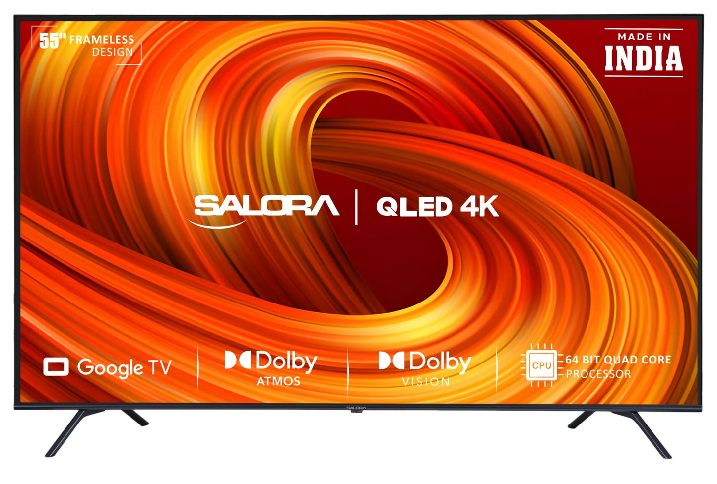 Salora 139 Cm (55 Inches) QLED 4K Ultra HD Smart Google TV, SLV-3555 QGTV (Black)