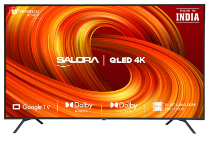 Salora 139 Cm (55 Inches) QLED 4K Ultra HD Smart Google TV, SLV-3555 QGTV (Black)
