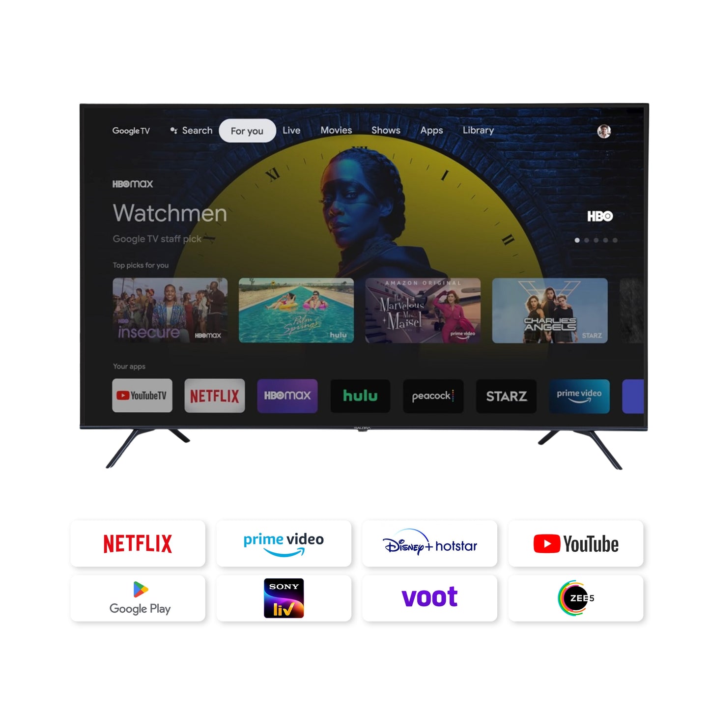 Salora 139 Cm (55 Inches) QLED 4K Ultra HD Smart Google TV, SLV-3555 QGTV (Black)