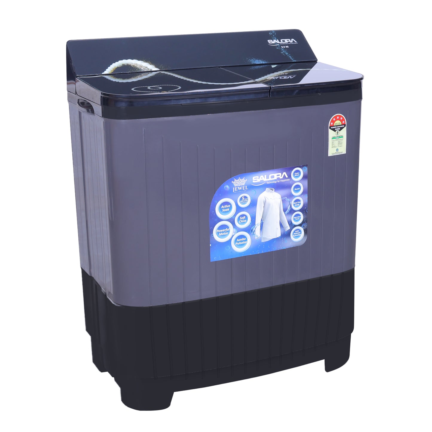 Salora 9.5 KG Semi-automatic Top Loading washing machine, SWMS-9505 (Grey)