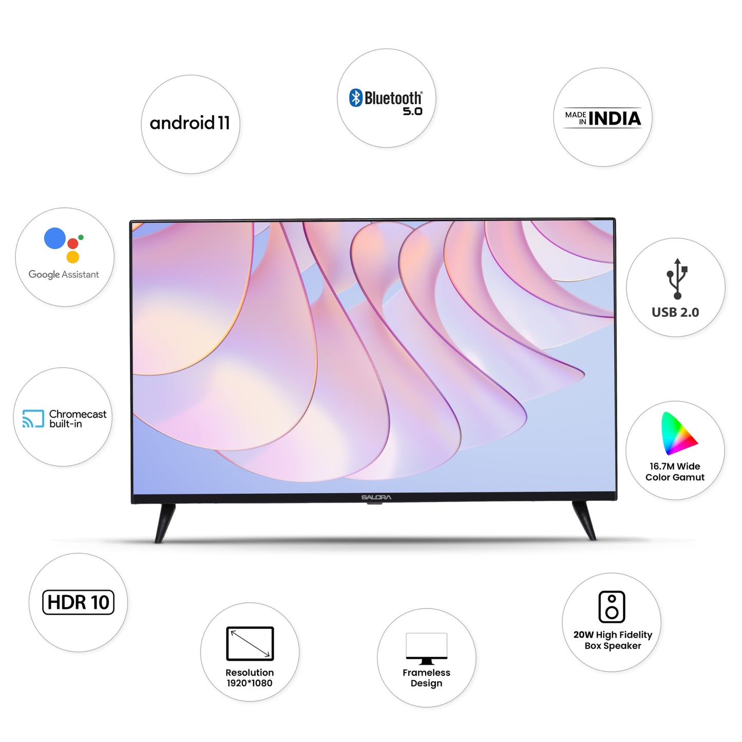 Salora 109 cm (43 inches) FHD Certified Android Smart LED TV SLV-4431 CA (Black)