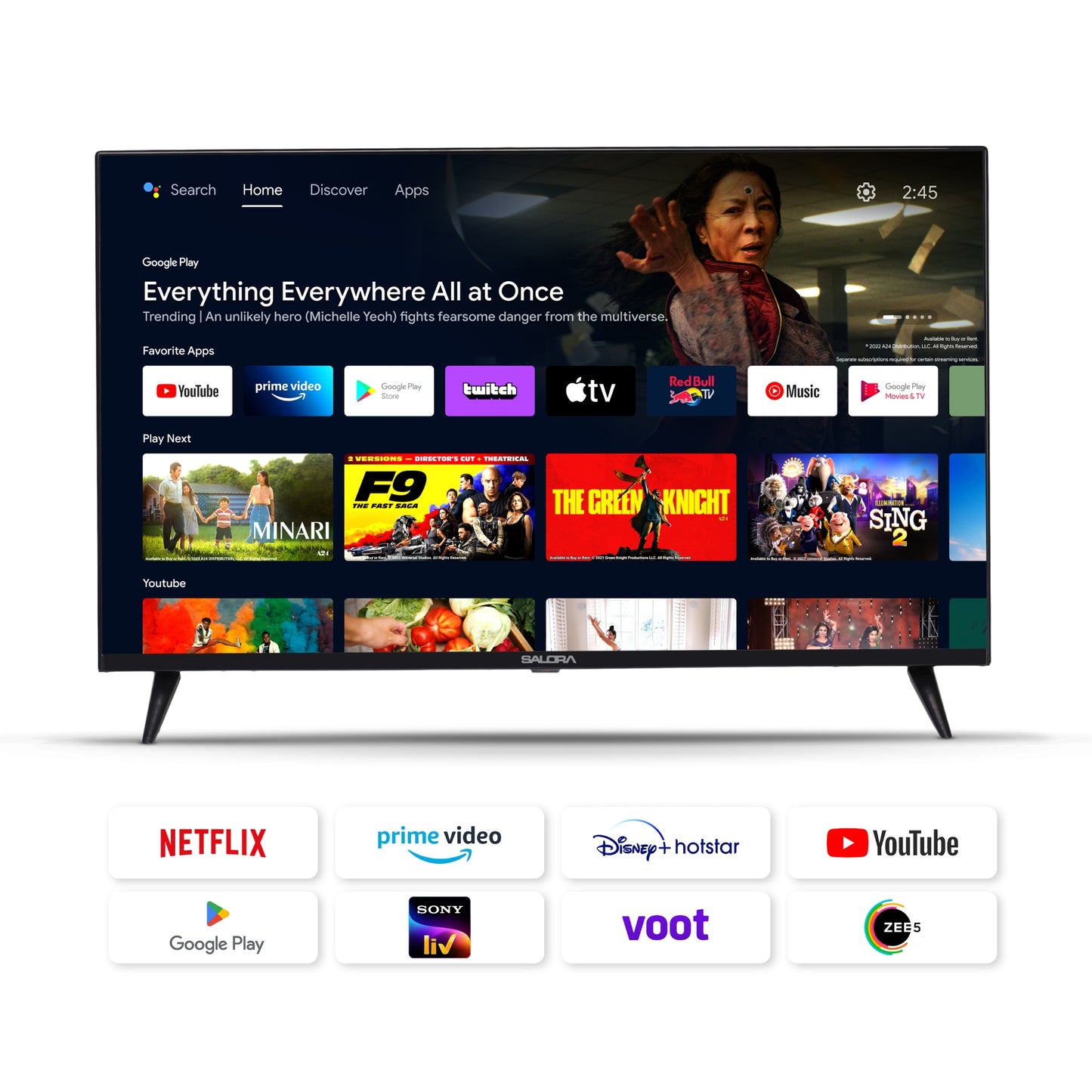 Salora 109 cm (43 inches) FHD Certified Android Smart LED TV SLV-4431 CA (Black)