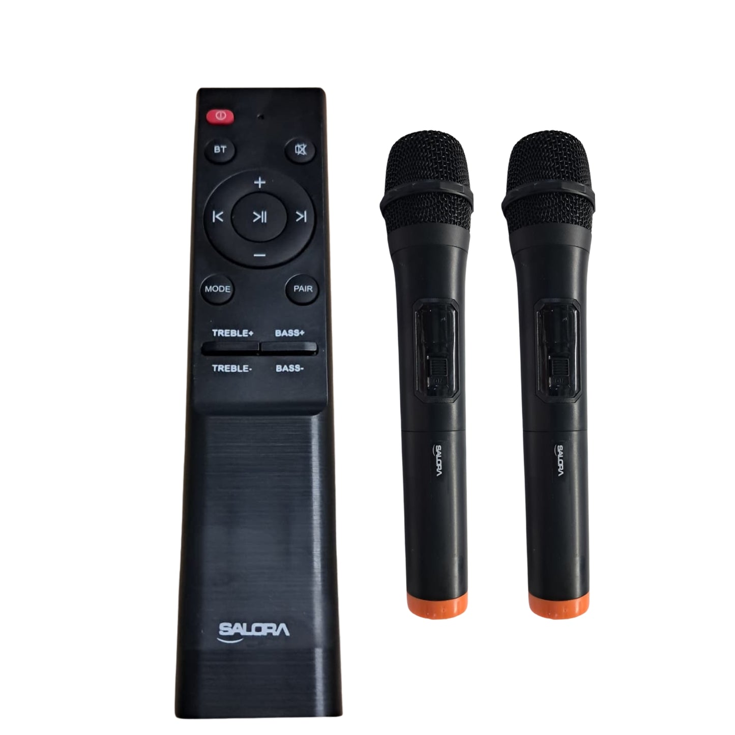 SALORA 200 Watts Party Speaker (SEPS-25200) with 2 Wireless Mic, Upto 11 hrs Playtime, Karaoke & Recording Function,TWS-Pair 2 Speakers, Bluetooth, USB, AUX, TF Card, RGB Lights, EQ Control, Remote Control (Black)