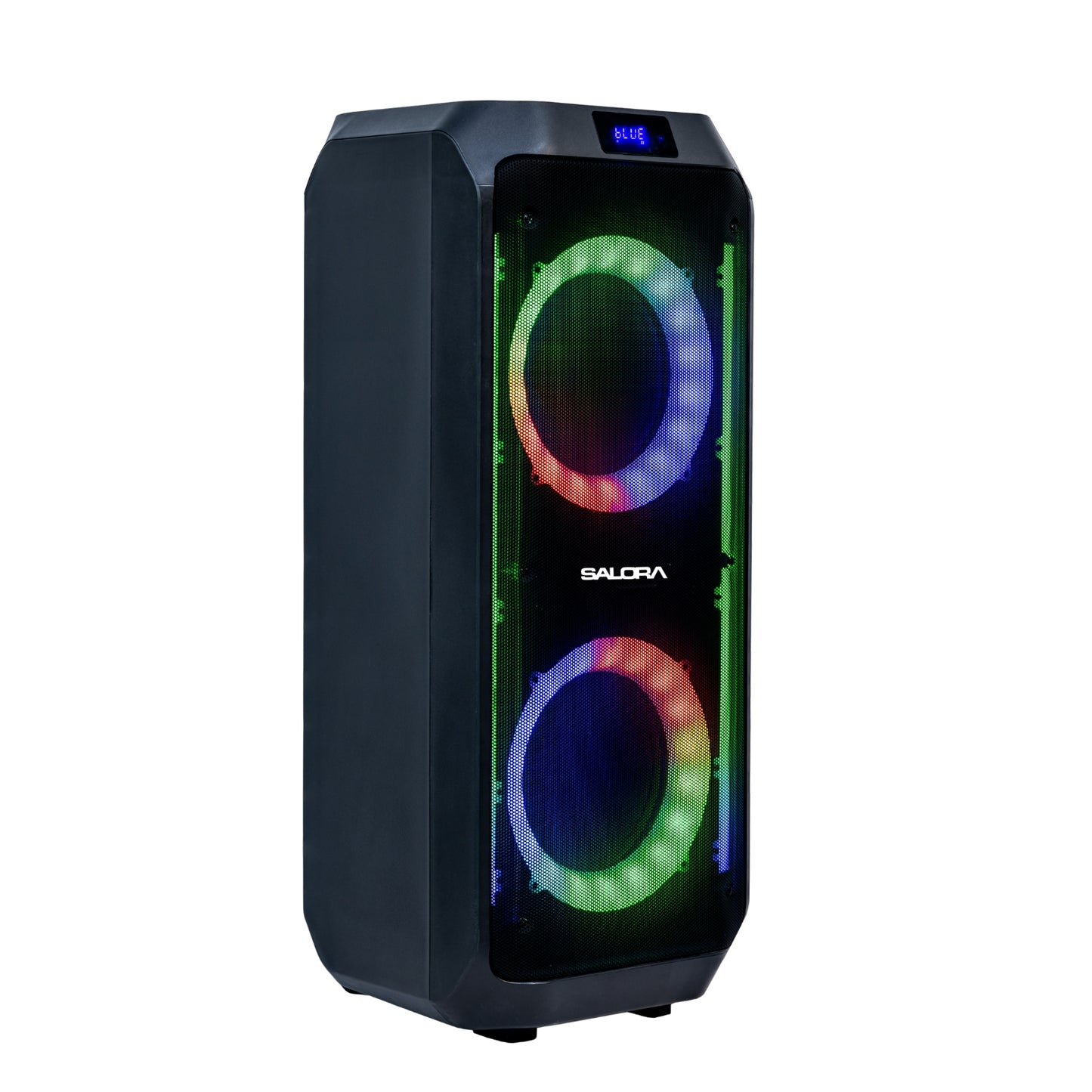 SALORA 200 Watts Party Speaker (SEPS-25200) with 2 Wireless Mic, Upto 11 hrs Playtime, Karaoke & Recording Function,TWS-Pair 2 Speakers, Bluetooth, USB, AUX, TF Card, RGB Lights, EQ Control, Remote Control (Black)