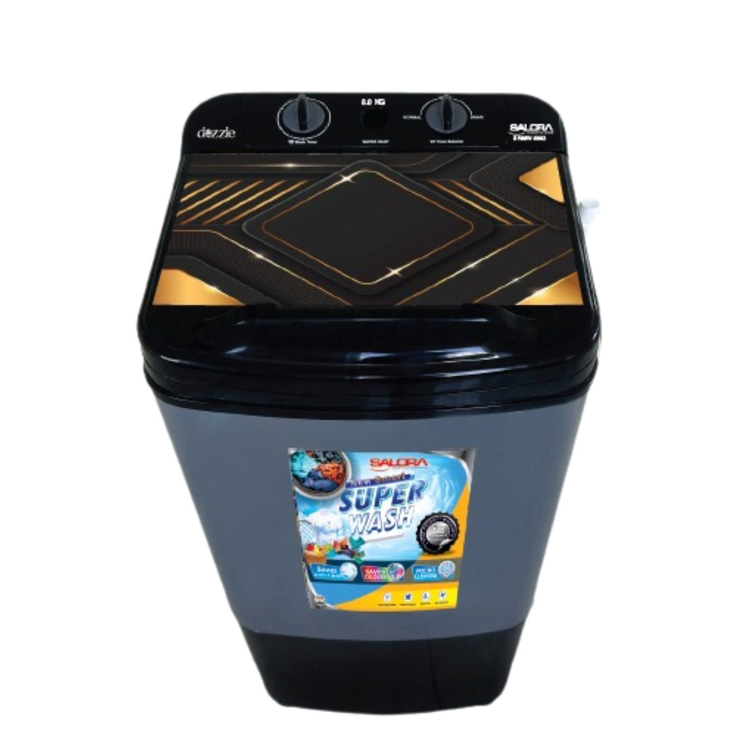 Salora 8.0 KG Top Loading washer, SWMW-8002 (Black Grey)
