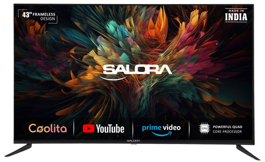 Salora 109 cm (43 inches) FHD Smart LED Coolita TV SLV-4432 SFC | Sleek Frameless Design | Powerful 20W High Fidelity Speakers I Eye Protection Mode I 300+ Cloud Games