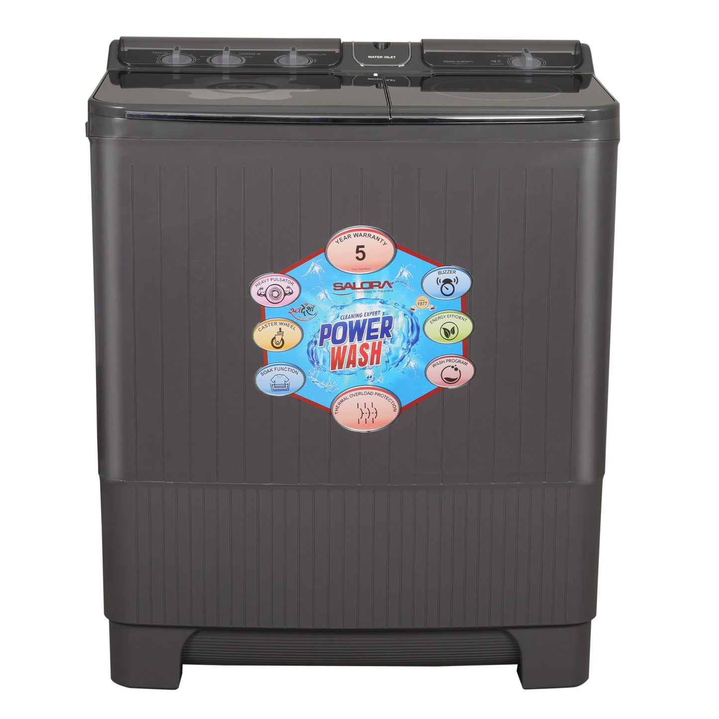 Salora 8.5 Kg Semi-Automatic Top Loading Washing Machine (SWMS8504,GRT, Grey)