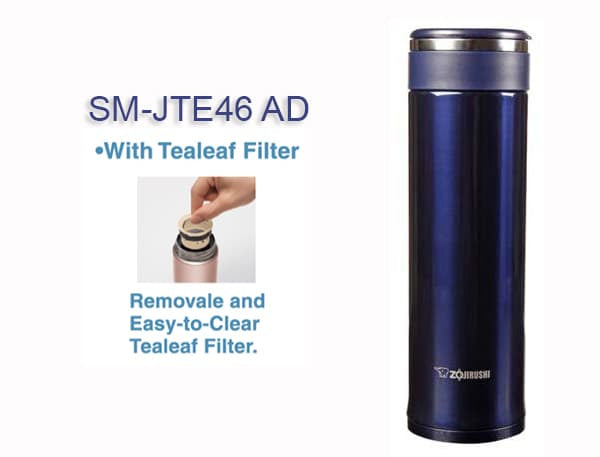 Zojirushi Stainless Steel Travel Mug with Tea Leaf Filter, 0.46L, Deep Blue (SM-JTE46-AD)