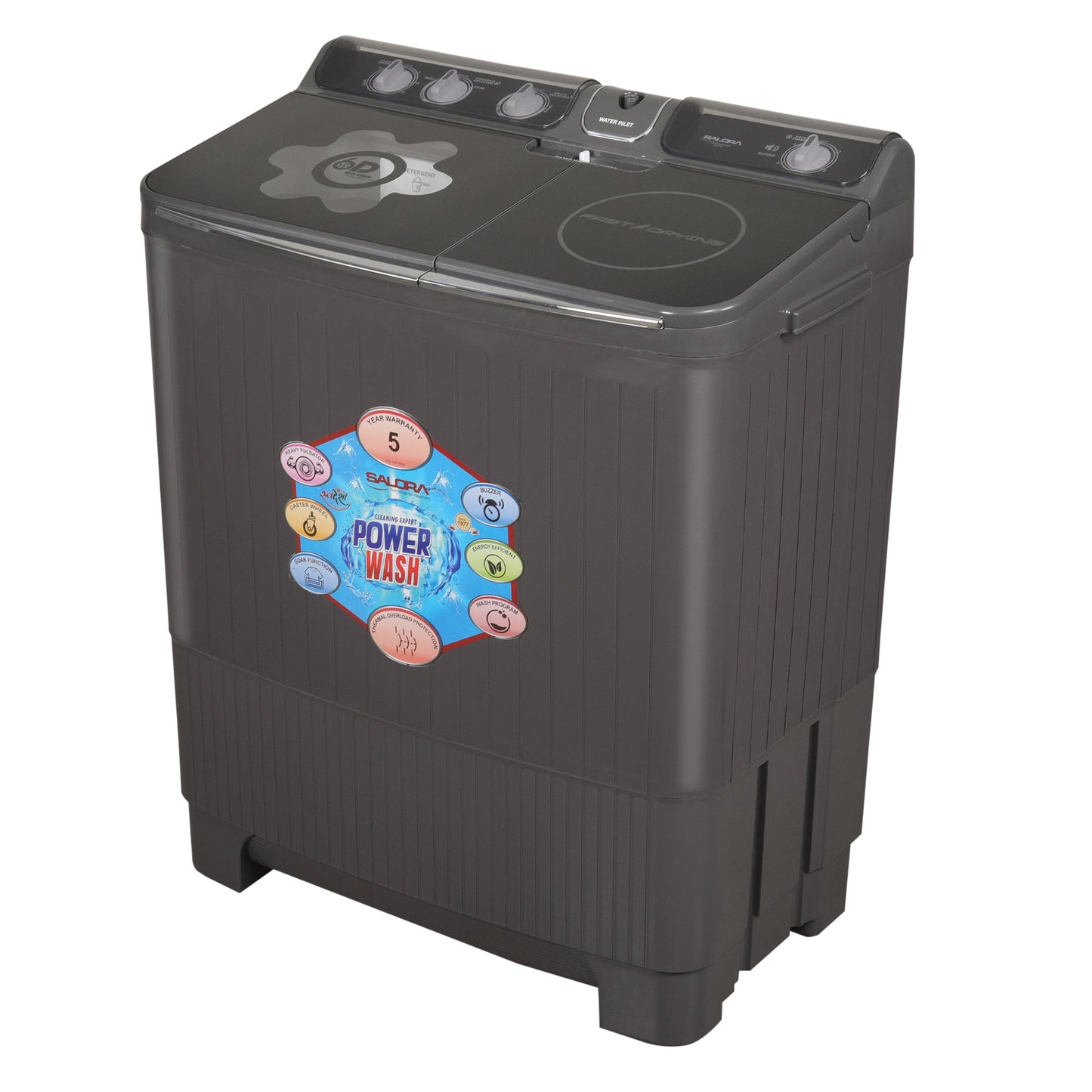 Salora 8.5 Kg Semi-Automatic Top Loading Washing Machine (SWMS8504,GRT, Grey)