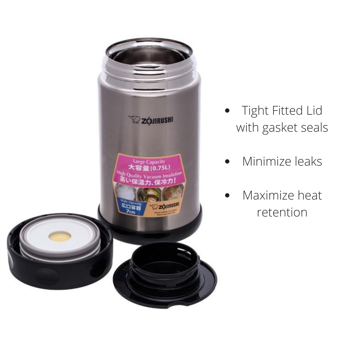 Zojirushi Vacuum Insulated Food Jar, 750ml, Stainless Steel (SW-FBE75-XA)
