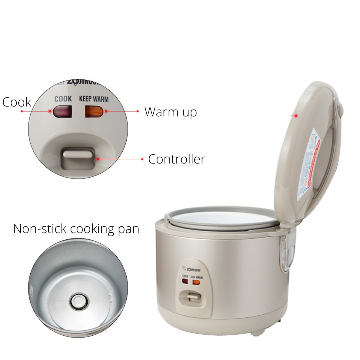 Zojirushi Conventional Rice Cooker & Warmer, 1.0 litres (5.5 Cups), Cinnamon Gold (NS-RNQ10-NL)