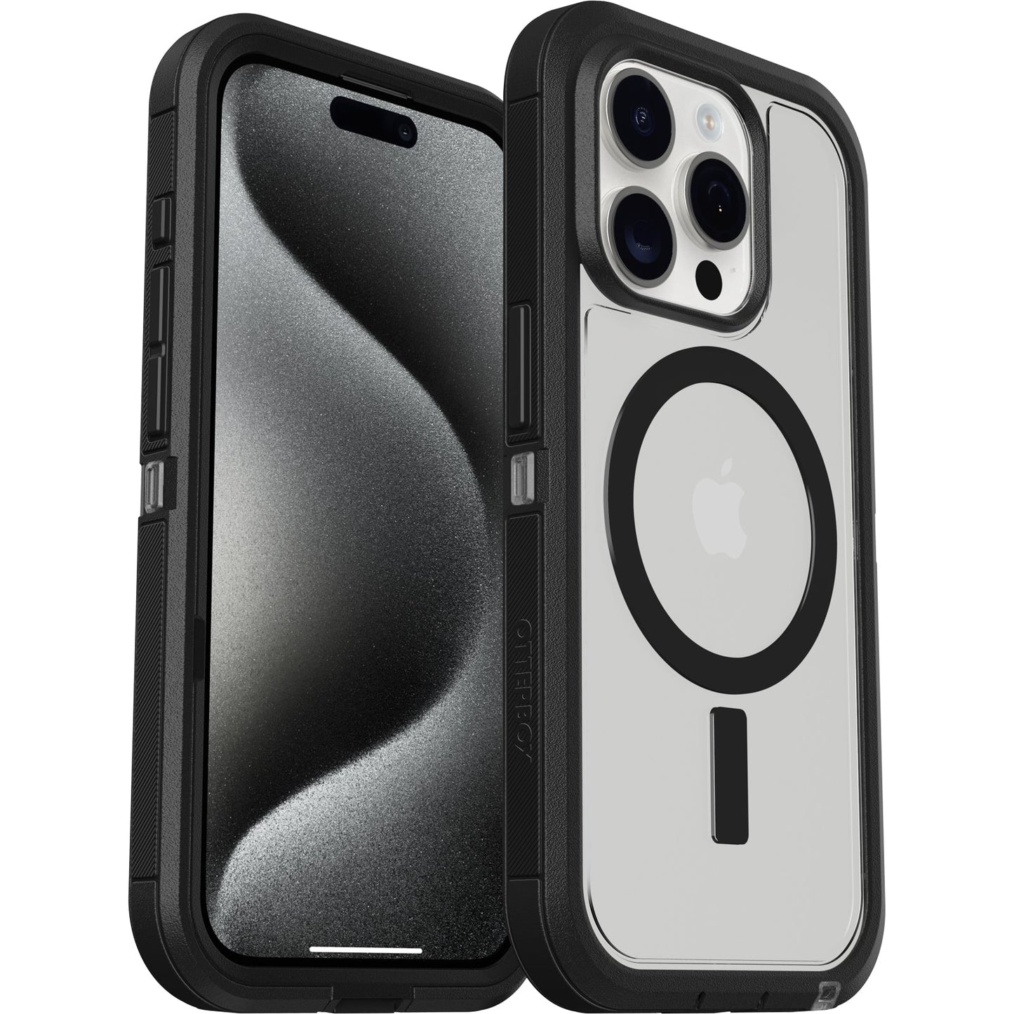 OtterBox Defender XT Case for iPhone 15 Pro with MagSafe, Shockproof, Drop Proof, Ultra-Rugged, Protective Case, 5X Tested to Military Standard, Dark Side-Clear