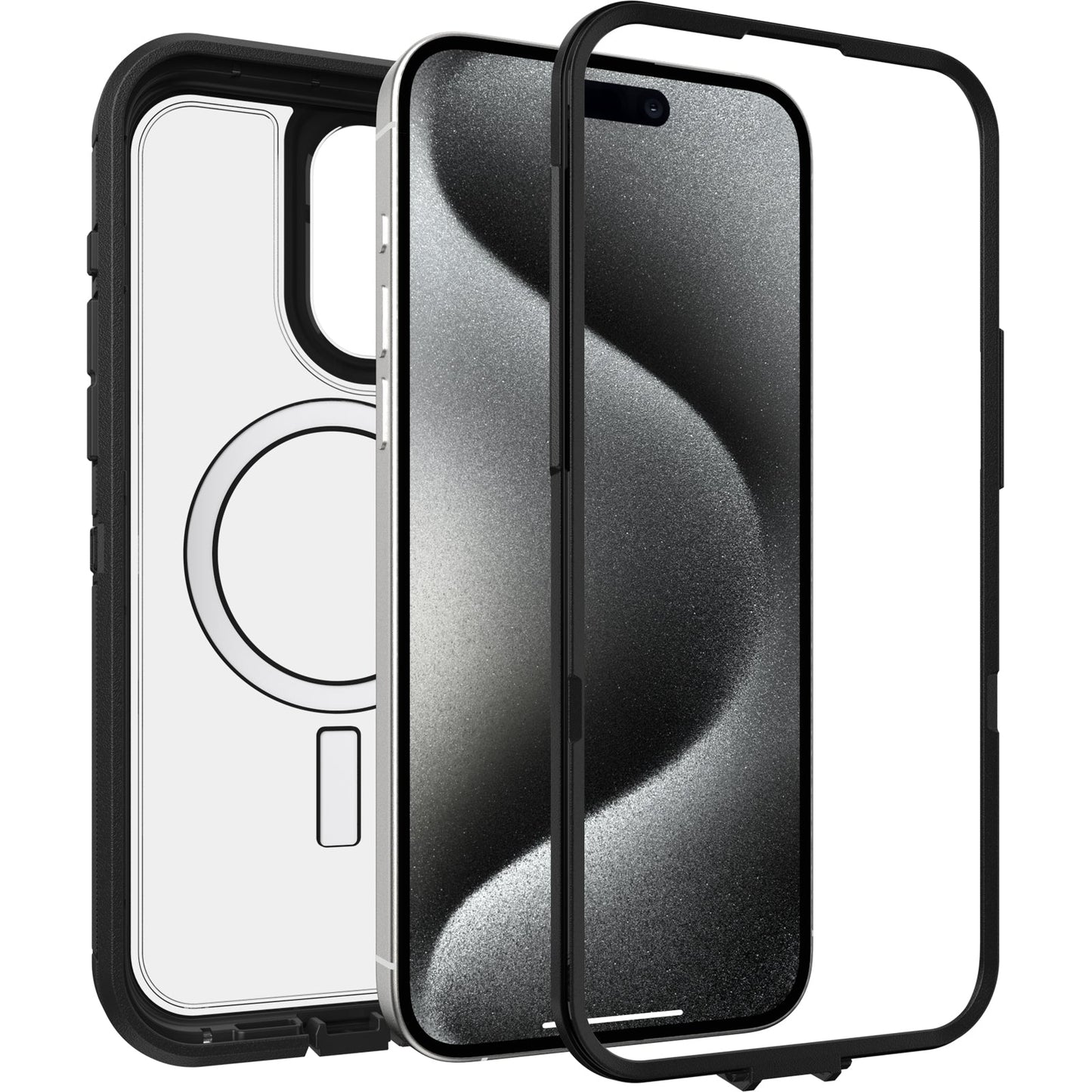 OtterBox Defender XT Case for iPhone 15 Pro Max with MagSafe, Shockproof, Drop proof, Ultra-Rugged, Protective Case, 5x Tested to Military Standard, Dark Side-Clear