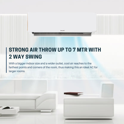Salora FROSTEE Series - 1.5 Ton 3 Star, 6-in-1 Convertible, Inverter Split AC (Copper, Heavy-Duty Cooling at 52 Degree Celsius, SSI18CU3YCEG, Gold)