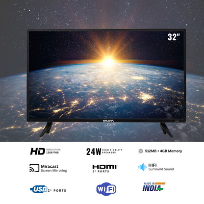 Salora 80 cm (32 inches) HD Ready Smart LED TV, SLV-4326 SFE (Black)