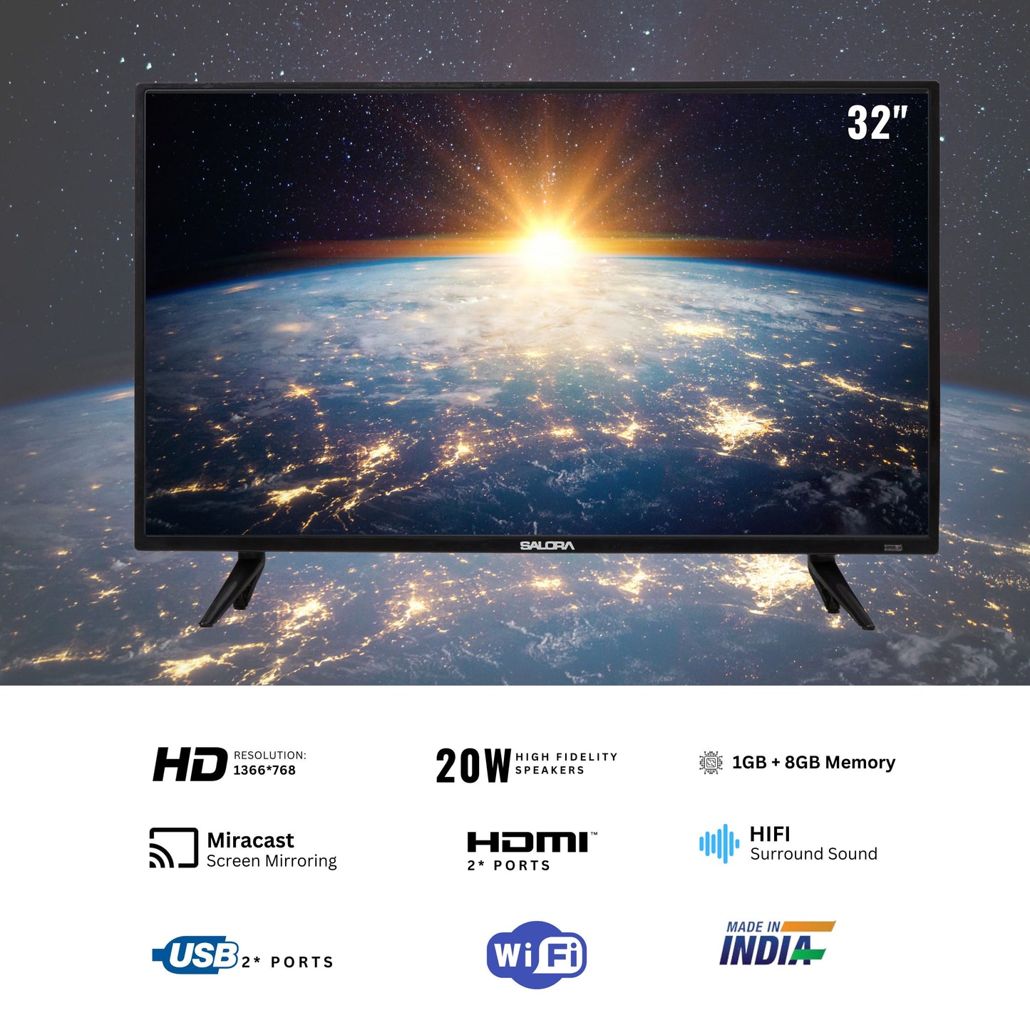 Salora 80cm (32 inch) HD Ready LED TV (SLV-4324 SL)