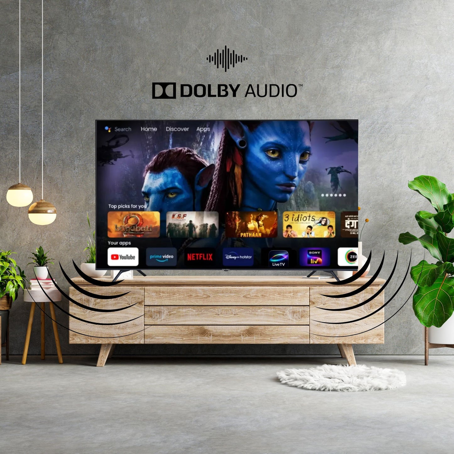 Salora 164 cm (65 inches) QLED 4K QLED Smart Google TV (OS Version: 5.0), SLV-3655 QGTV (Black)