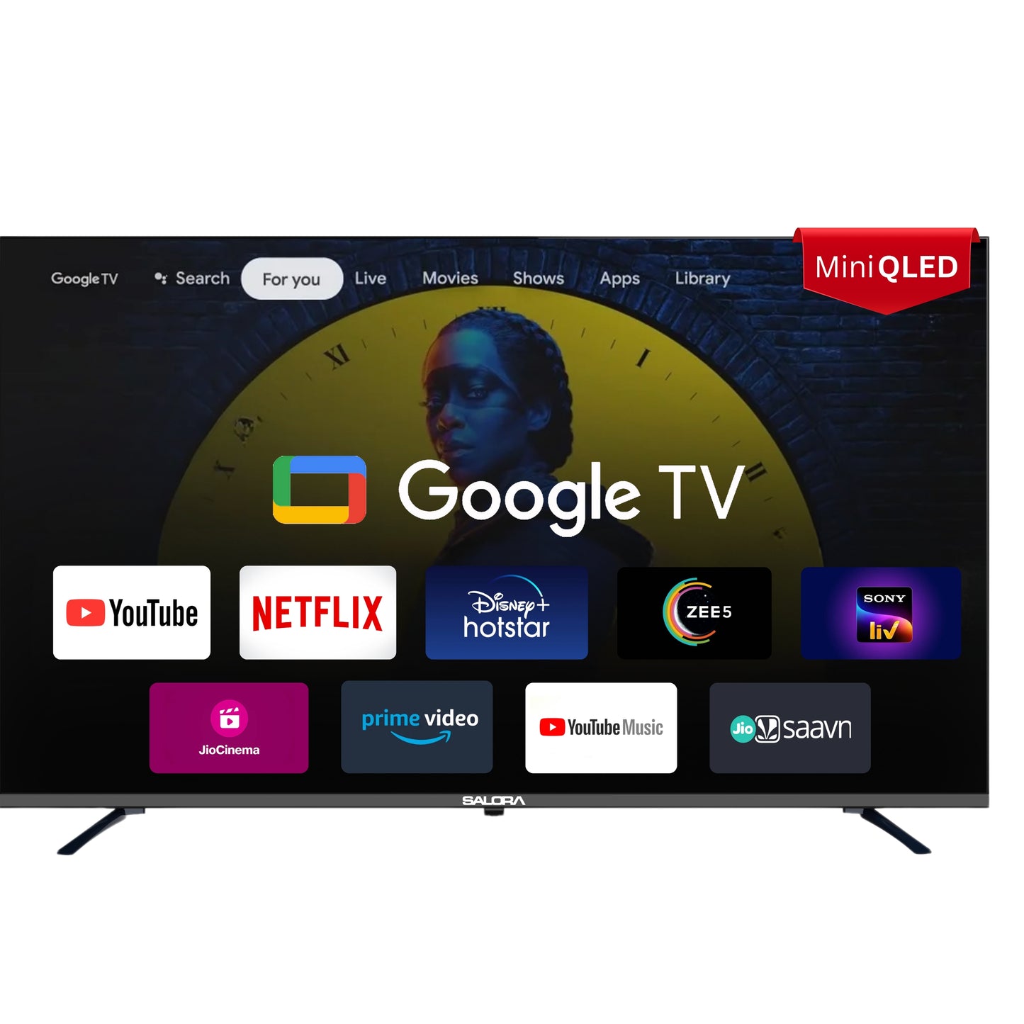 Salora 139 Cm (55 Inches) MINI QLED 4K Ultra HD Smart Google TV, SLV-3556 MINI QGTV (Black)