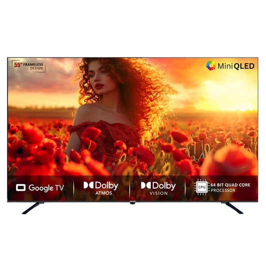 Salora 139 Cm (55 Inches) MINI QLED 4K Ultra HD Smart Google TV, SLV-3556 MINI QGTV (Black)