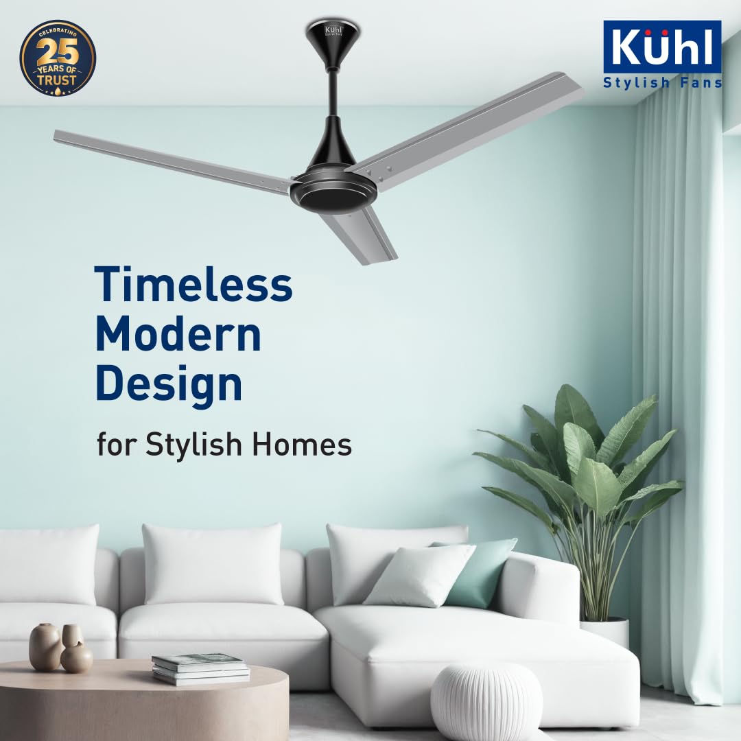 KUHL Fest B1 1200mm BEE 5-Star BLDC Ceiling Fan | 28W Energy Saving (Up to 65%) | High Airflow & Low Noise | Remote as well as Regulator Operated | 5 Year Motor Warranty | ISI Marked