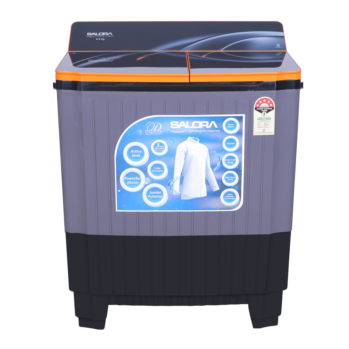 Salora Salora 8.5 KG Semi-automatic Top Loading washing machine, SWMS-8502 (G ...