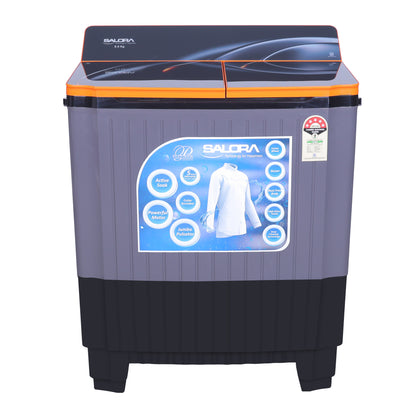 Salora 8.5 KG Semi-automatic Top Loading washing machine, SWMS-8502 (Grey)