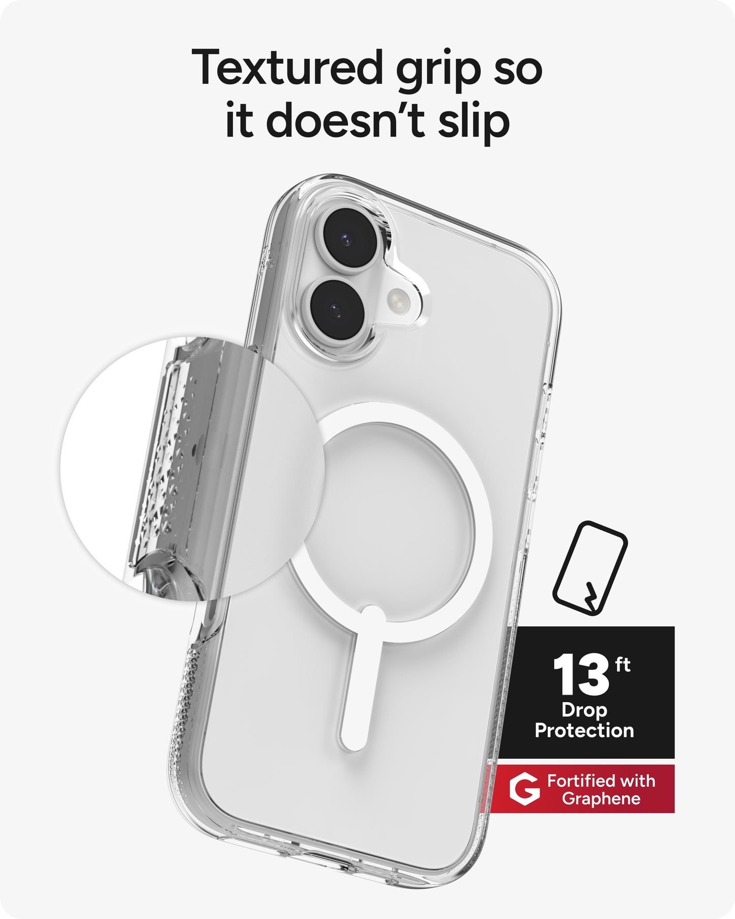 Zagg Protective Case for iPhone 17, Crystal Palace Snap-MagSafe-compatible, Anti-Scratch Finish, Crystal Clear