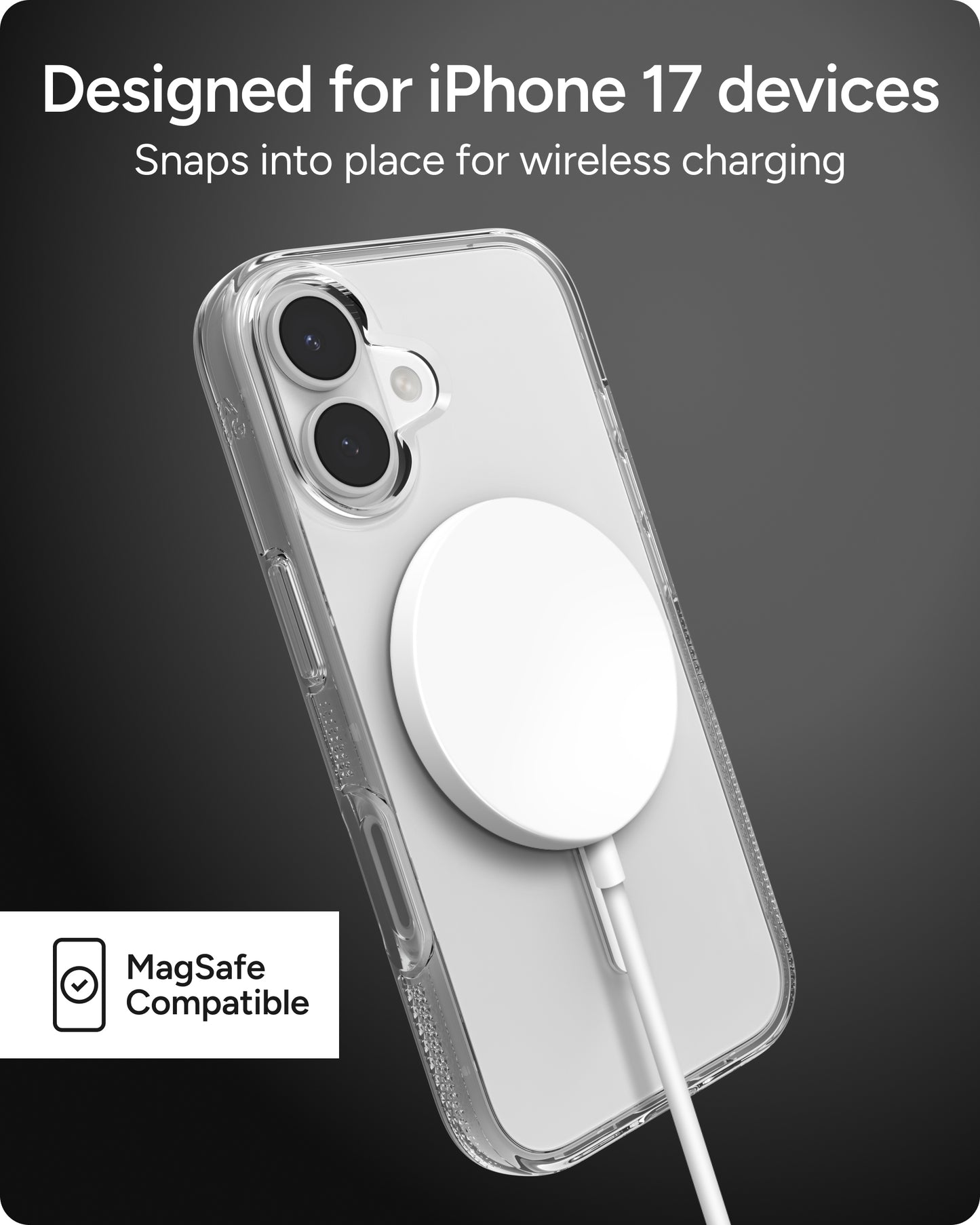 Zagg Protective Case for iPhone 17, Crystal Palace Snap-MagSafe-compatible, Anti-Scratch Finish, Crystal Clear