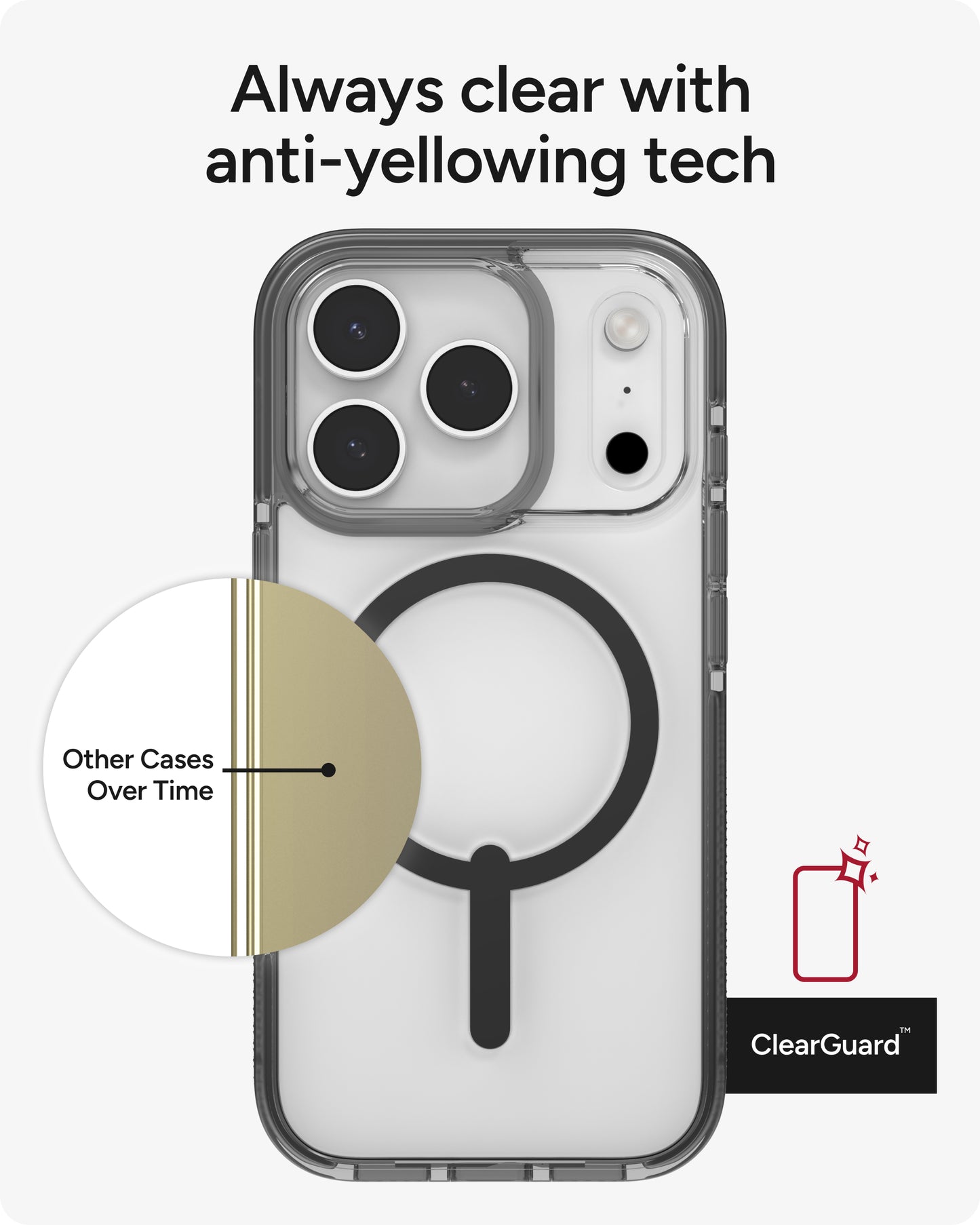 Zagg Protective Case for iPhone 17 Pro, Santa Cruz Snap -MagSafe-compatible Case with Color Accents, Anti-Scratch Finish-Jet Black