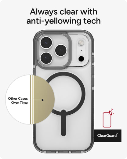 Zagg Protective Case for iPhone 17 Pro, Santa Cruz Snap -MagSafe-compatible Case with Color Accents, Anti-Scratch Finish-Jet Black