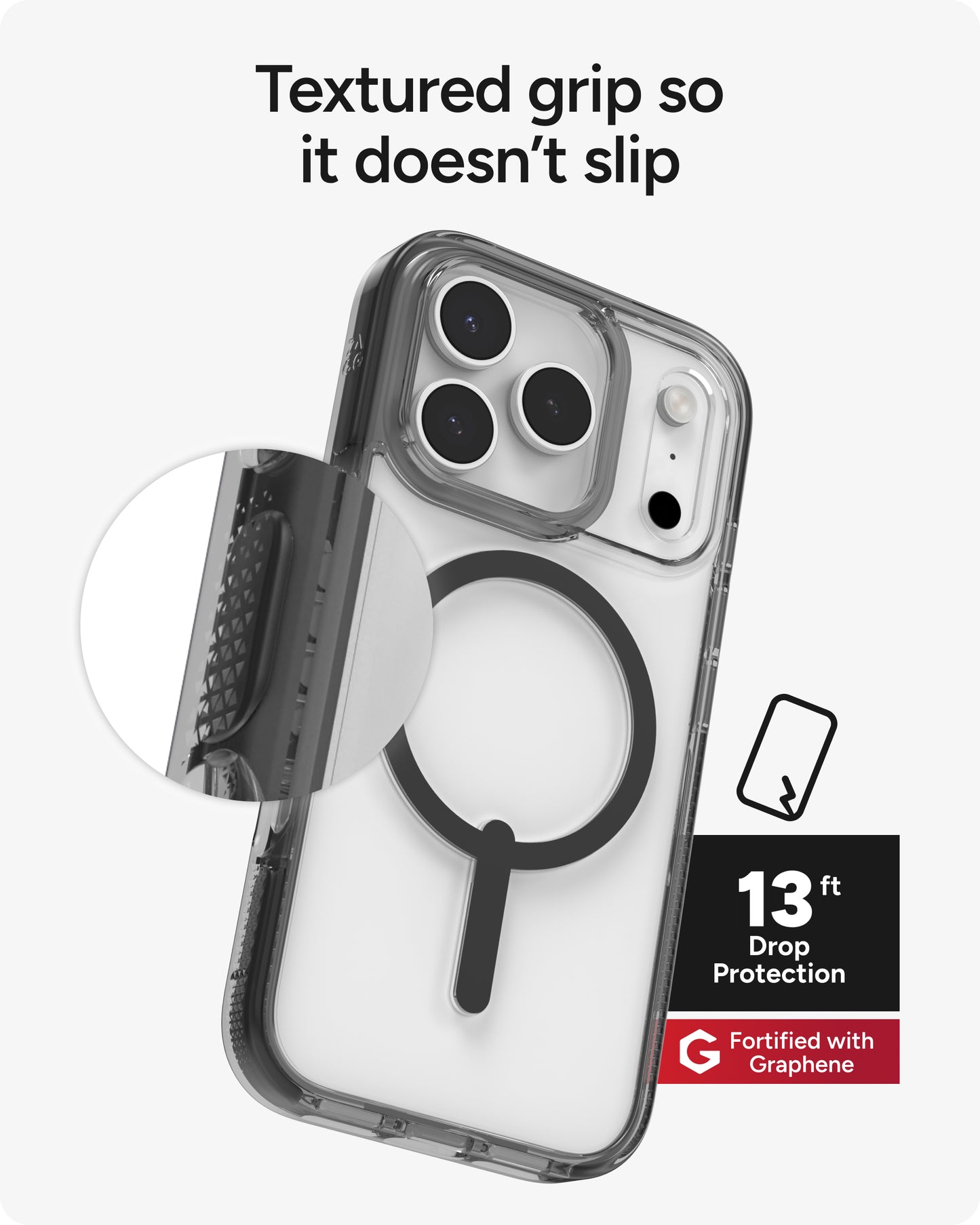 Zagg Protective Case for iPhone 17 Pro, Santa Cruz Snap -MagSafe-compatible Case with Color Accents, Anti-Scratch Finish-Jet Black