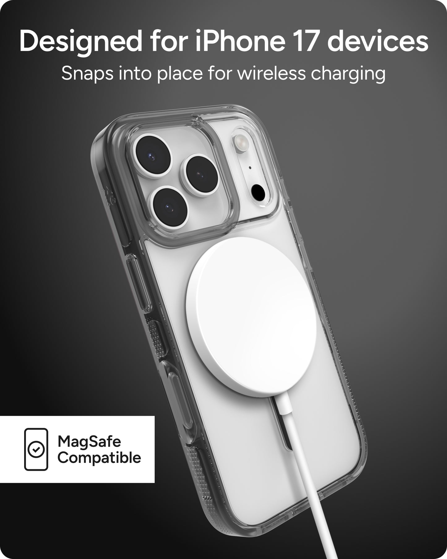 Zagg Protective Case for iPhone 17 Pro, Santa Cruz Snap -MagSafe-compatible Case with Color Accents, Anti-Scratch Finish-Jet Black