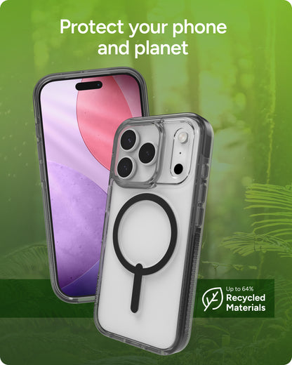 Zagg Protective Case for iPhone 17 Pro, Santa Cruz Snap -MagSafe-compatible Case with Color Accents, Anti-Scratch Finish-Jet Black