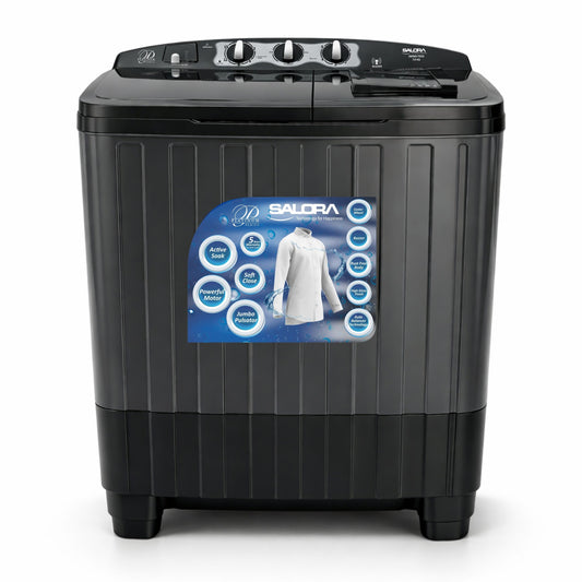 Salora 7.5 KG Semi-automatic Top Loading washing machine, SWMS-7502 BLK (Black)