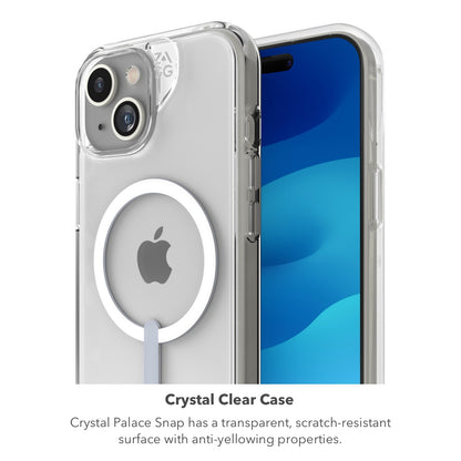 ZAGG Crystal Palace Protective Case for Apple iPhone 15/iPhone 14/iPhone 13, MagSafe, 13ft Drop, Wireless Charging, Graphene, Enhanced Grip, Clear