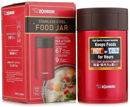 Zojirushi Stainless Steel Food Jar, 550ml, Cherry Red (SW-HAE55 RM)