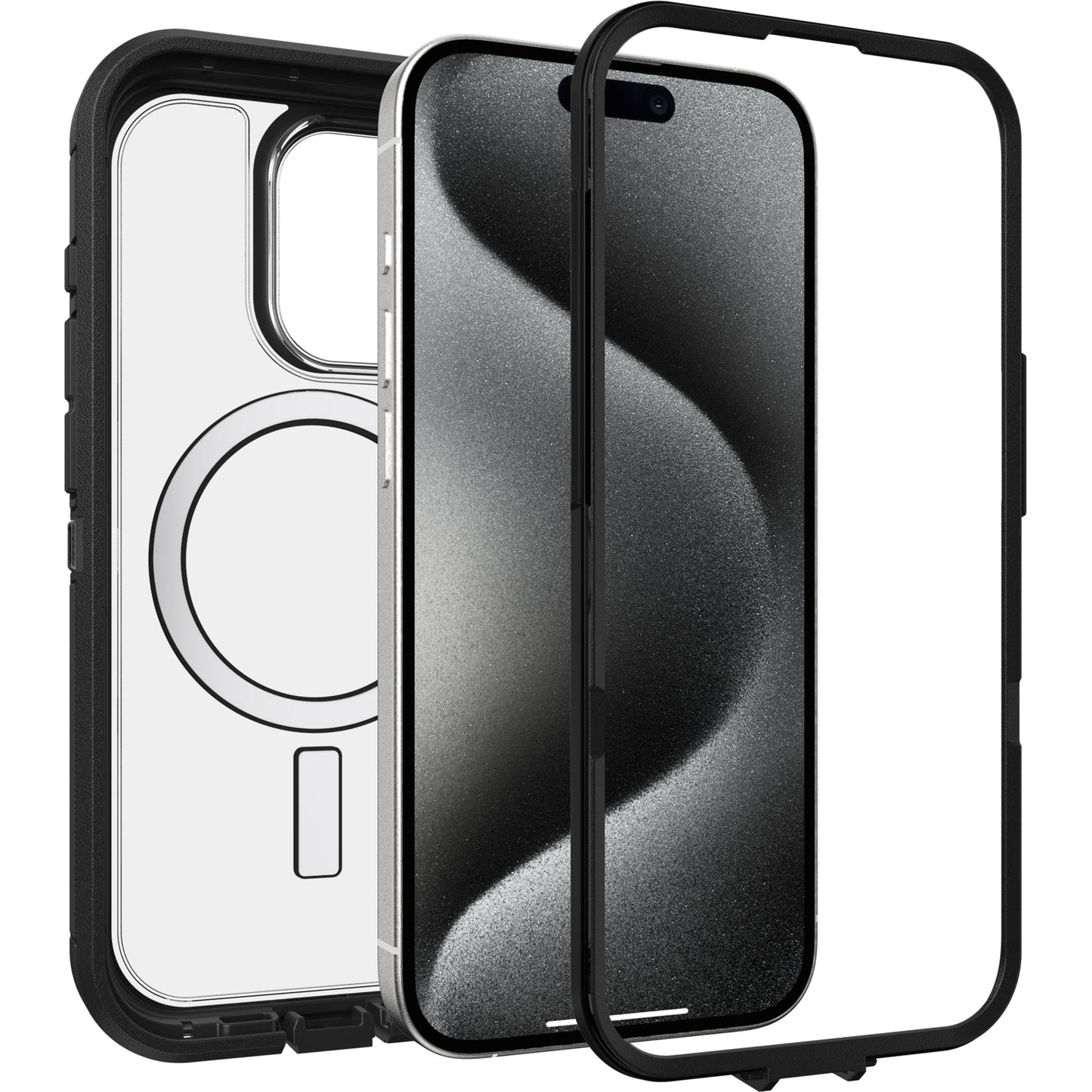 OtterBox Defender XT Case for iPhone 15 Pro with MagSafe, Shockproof, Drop Proof, Ultra-Rugged, Protective Case, 5X Tested to Military Standard, Dark Side-Clear