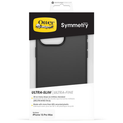 OtterBox Symmetry Clear Case for iPhone 15 Pro Max, Shockproof, Drop Proof, Protective Thin Case, 3X Tested to Military Standard, Black