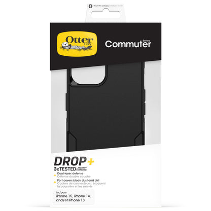 OtterBox Commuter iPhone Case iPhone 15 / iPhone 14 / iPhone 13, Rigid, Shockproof, Drop Proof, Wireless Charging Compatible, Black