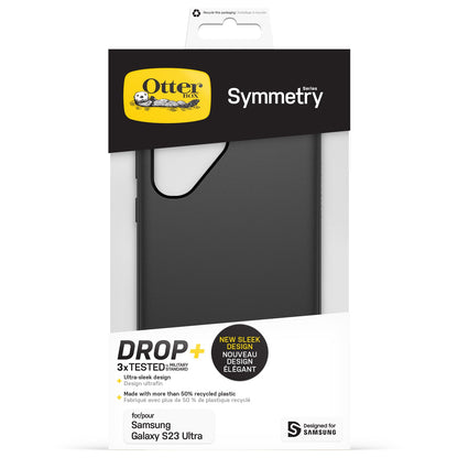 OtterBox Symmetry Series Antimicrobial Case for Galaxy S23 Ultra, Drop Proof, Tested to Military Standard, Shockproof, Ultra-sleek design, Wireless Charging Compatible, Black